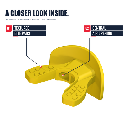 CHD AIR 2.0 Yellow football mouthguard inside detail