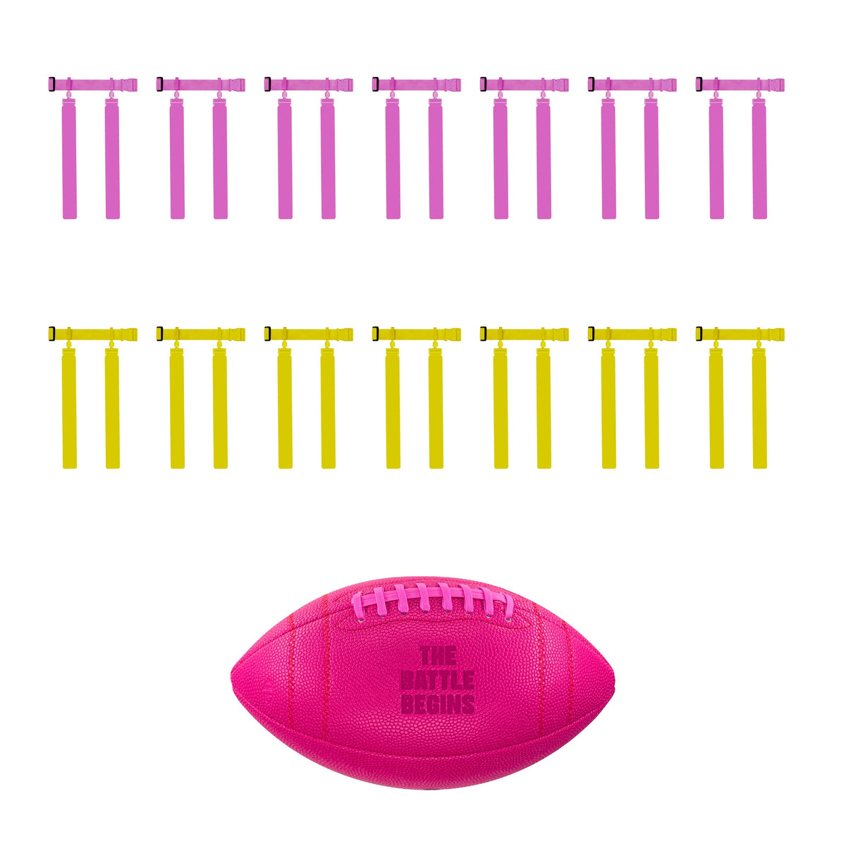 CHD Team Flag Pack – Pink vs Yellow — original component photos, contents shown together