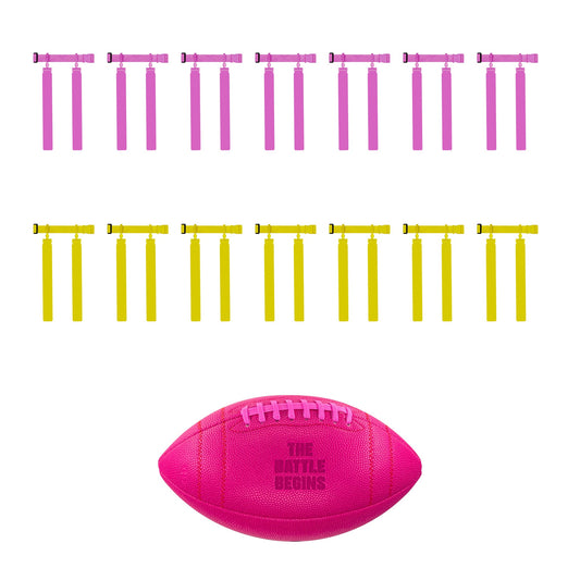 CHD Team Flag Pack – Pink vs Yellow — original component photos, contents shown together