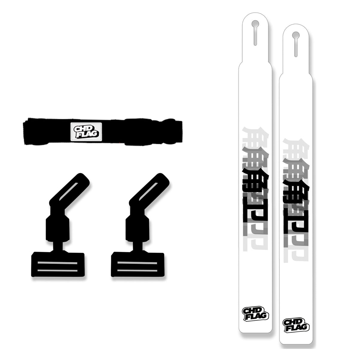 CHD Cornerback – White – Black Belt Adult design flag belt set on a clean square white background