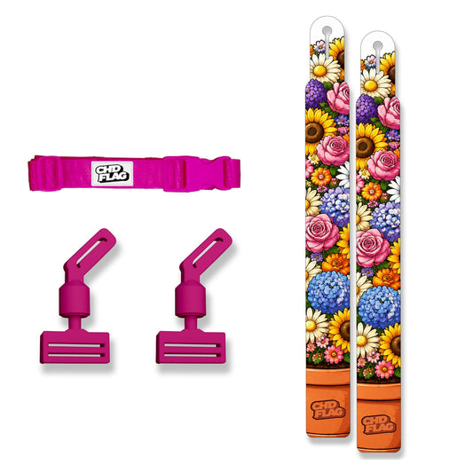 CHD Colorful Florals Adult design flag belt set on a clean square white background
