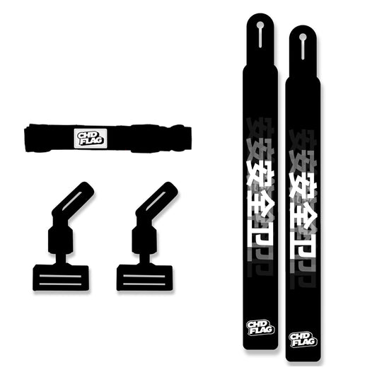 CHD Safety – Black Adult design flag belt set on a clean square white background