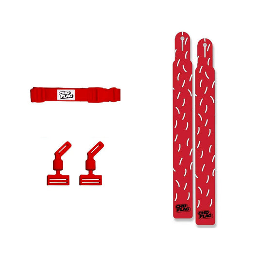 CHD Donut – Red Adult design flag belt set on a clean square white background