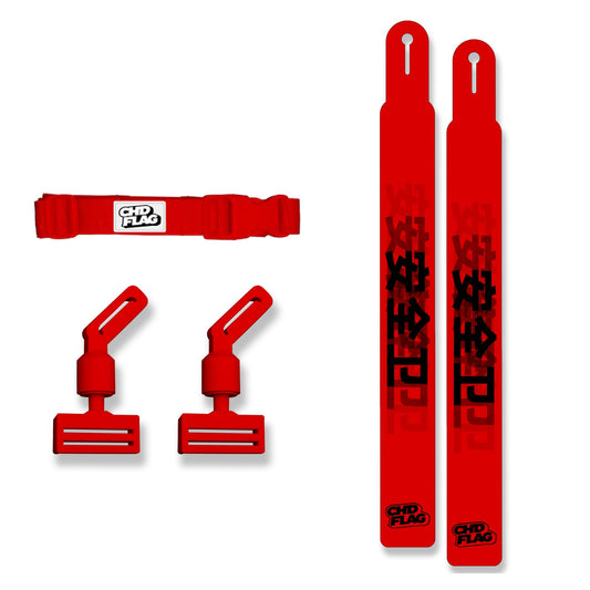 CHD Safety – Red Adult design flag belt set on a clean square white background