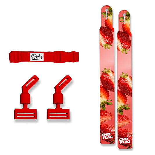 CHD Strawberry Party Adult design flag belt set on a clean square white background