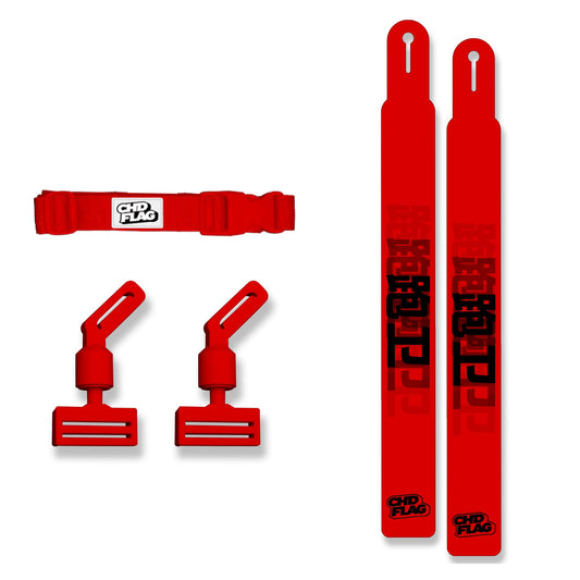 CHD Running Back – Red Adult design flag belt set on a clean square white background