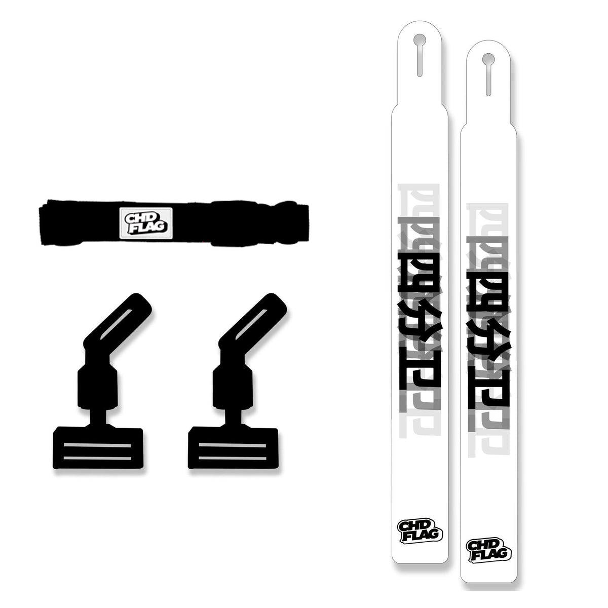 CHD Quarterback – White – Black Belt Adult design flag belt set on a clean square white background
