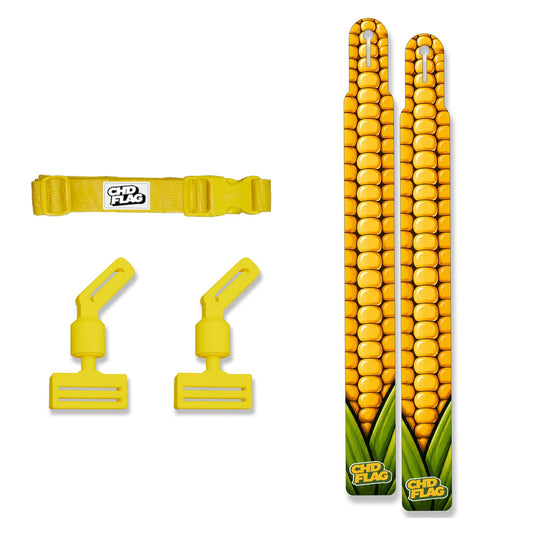 CHD Happy Corn Adult design flag belt set on a clean square white background