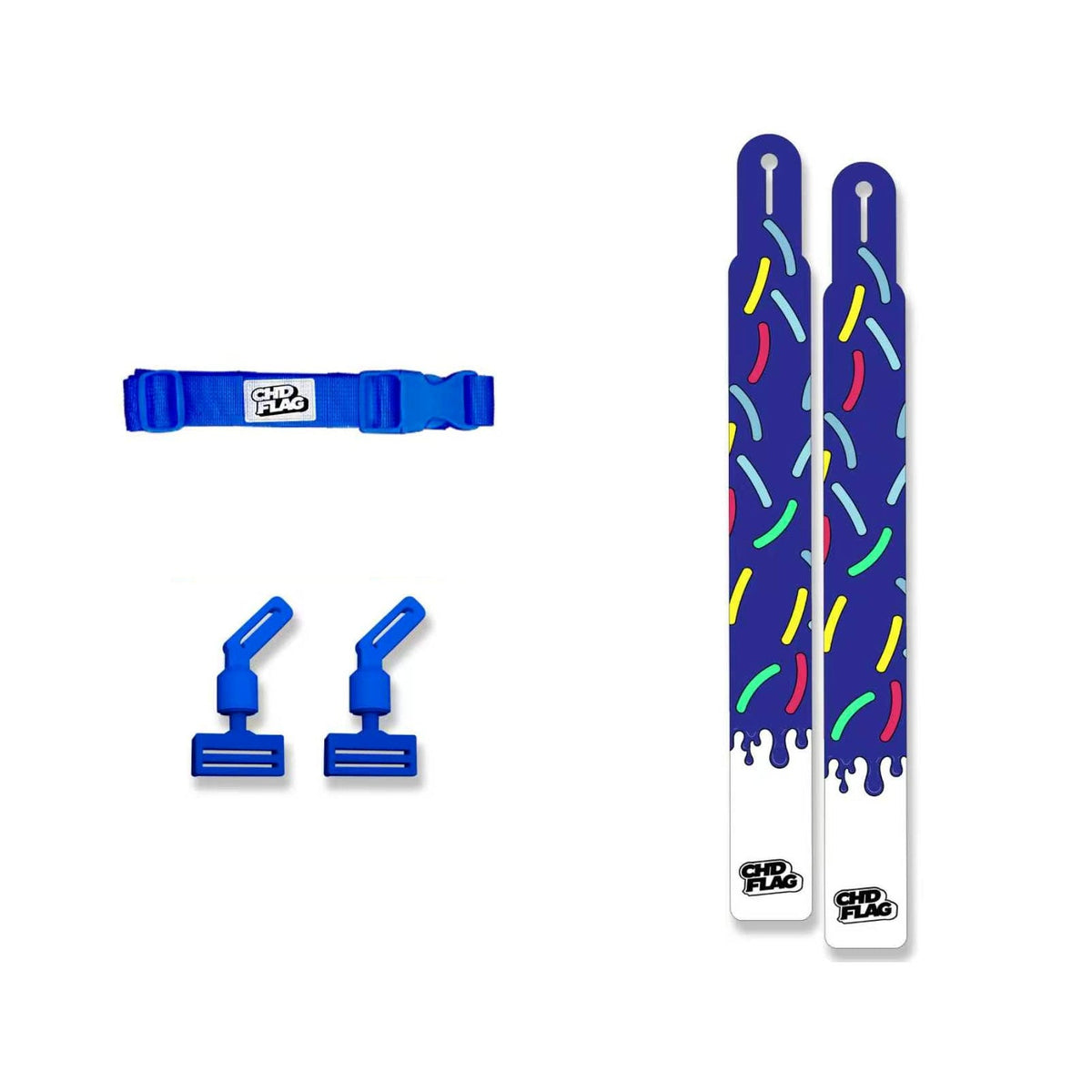 CHD Candy Roam – Blue Adult design flag belt set on a clean square white background