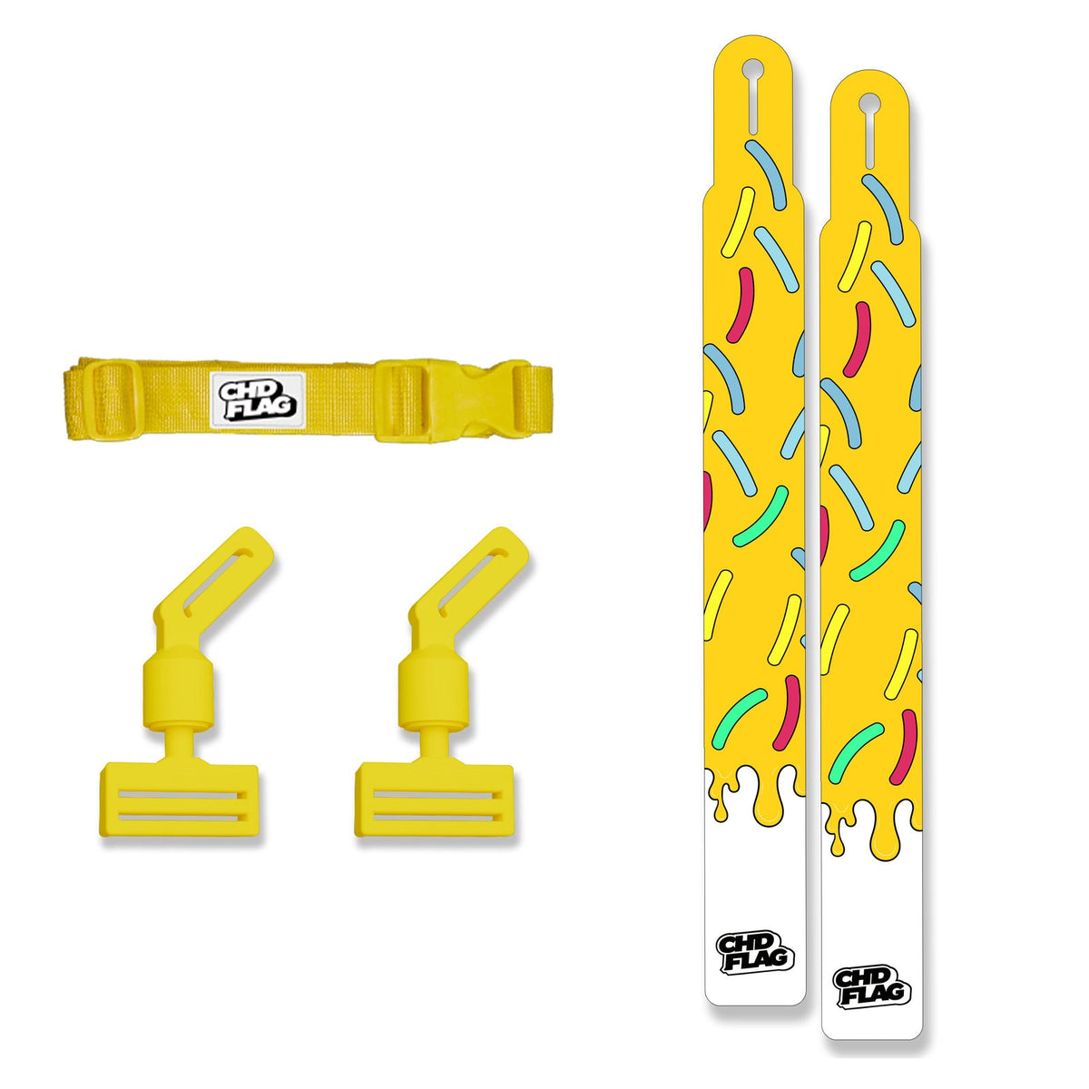 CHD Candy Roam – Yellow Adult design flag belt set on a clean square white background