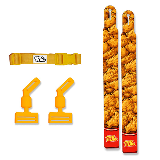 CHD Creative Fried Chicken Adult design flag belt set on a clean square white background