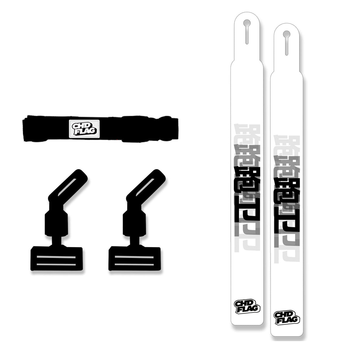 CHD Running Back – White – Black Belt Adult design flag belt set on a clean square white background