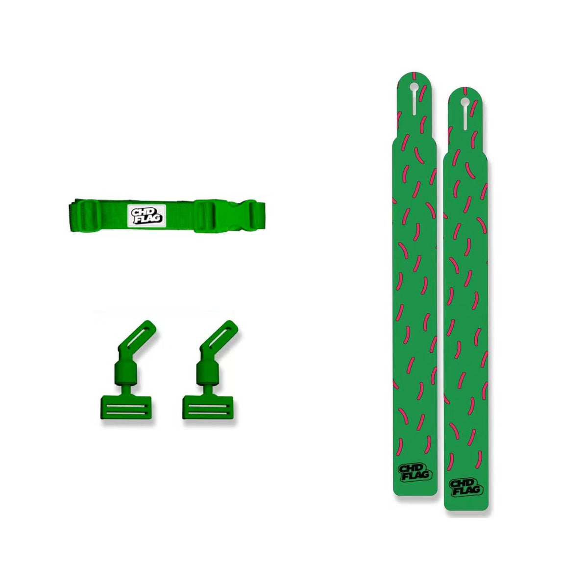 CHD Donut – Green Adult design flag belt set on a clean square white background