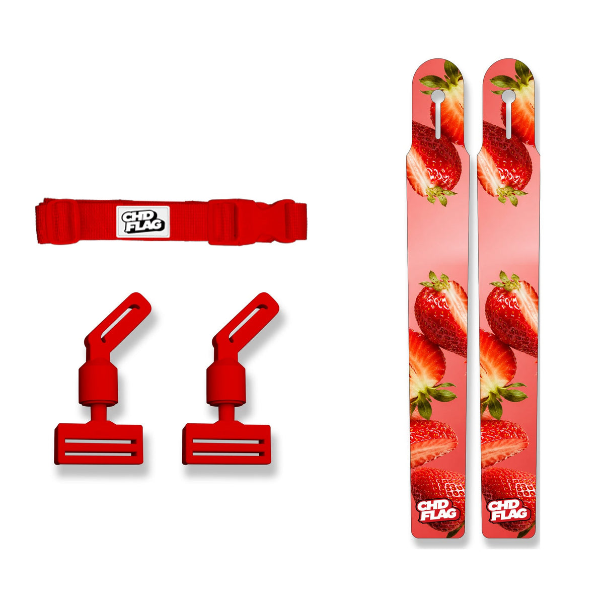 CHD Strawberry Party Youth design flag belt set on a clean square white background
