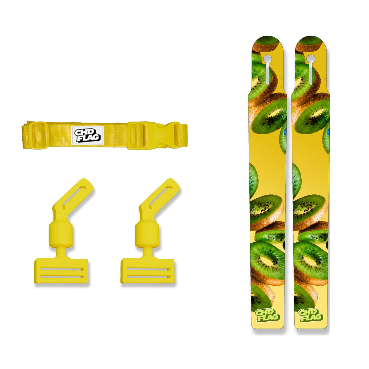CHD Kiwi Party Youth design flag belt set on a clean square white background