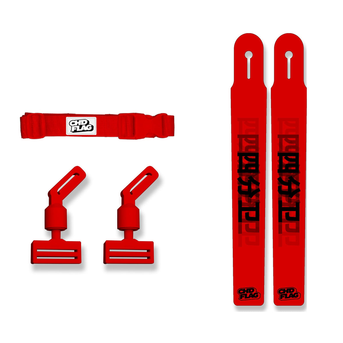 CHD Quarterback – Red Youth design flag belt set on a clean square white background