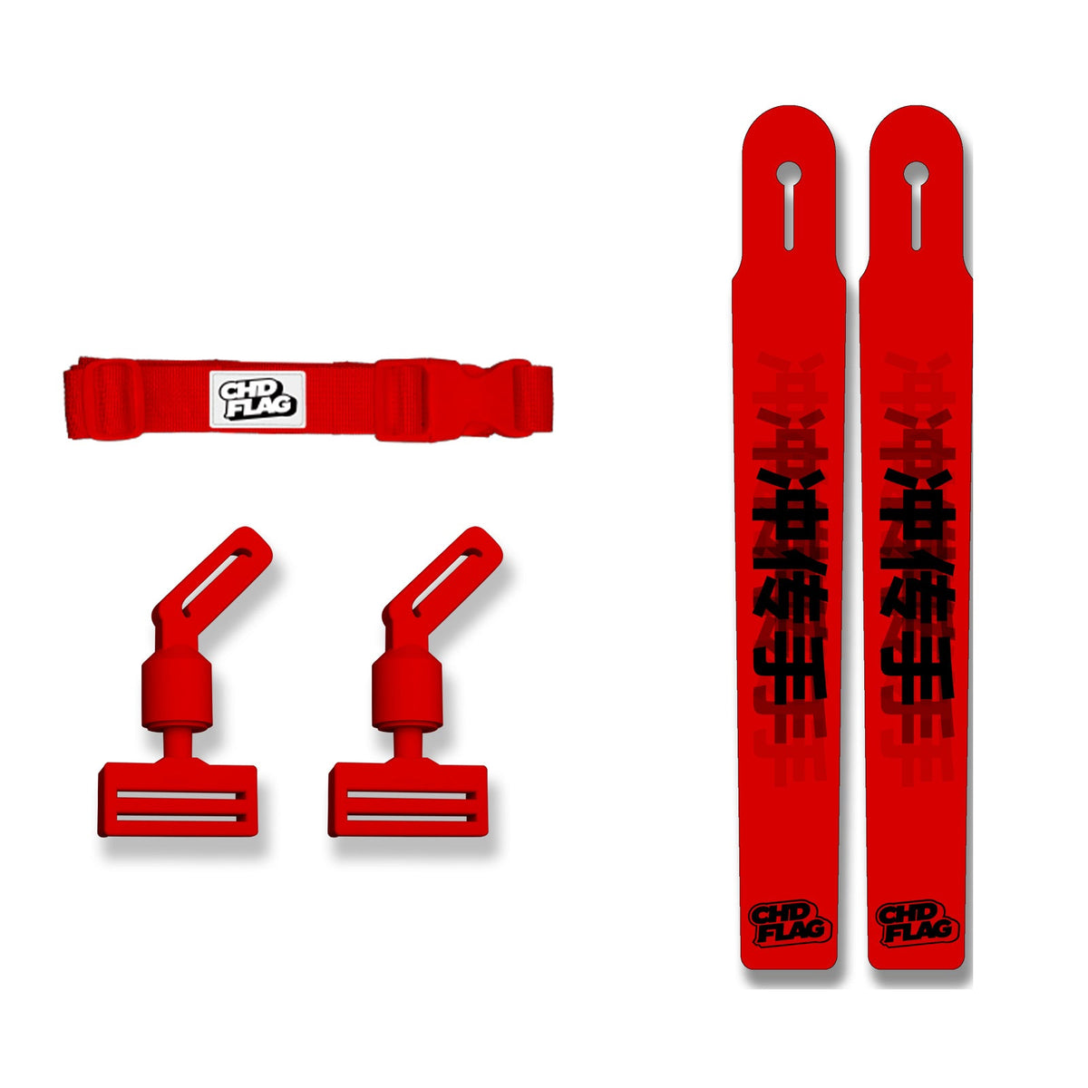 CHD Pass Rusher – Red Youth design flag belt set on a clean square white background